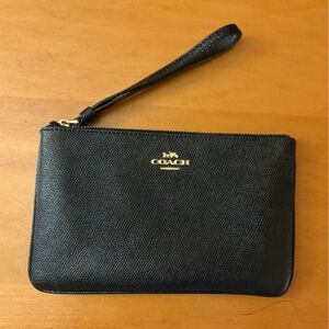 Coach Black Textured Leather Wristlet